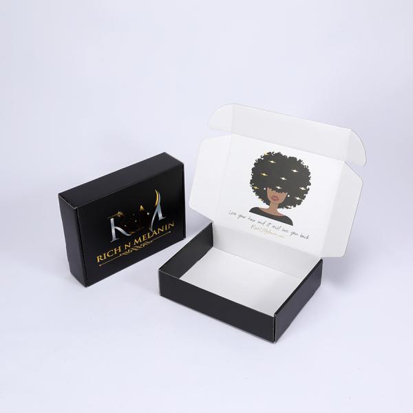 Corrugated Board Matte Black Shipping Boxes for Underwear Shoes Gift Folding Mailer Box