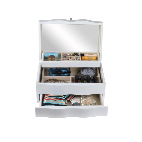 Anchura noble de madera blanca el 19cm de la pintura del NC del joyero del gabinete del espejo