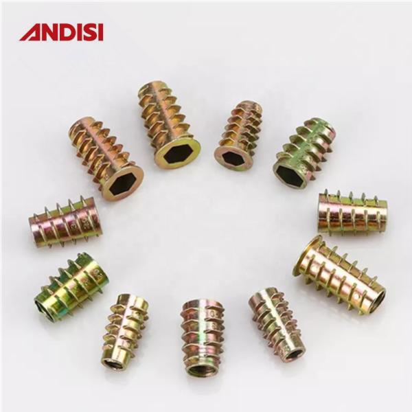 Zinc Alloy/Steel M6 M8 M10 Threaded Flanged Round Head Hex Insert Nuts for Modern Furniture