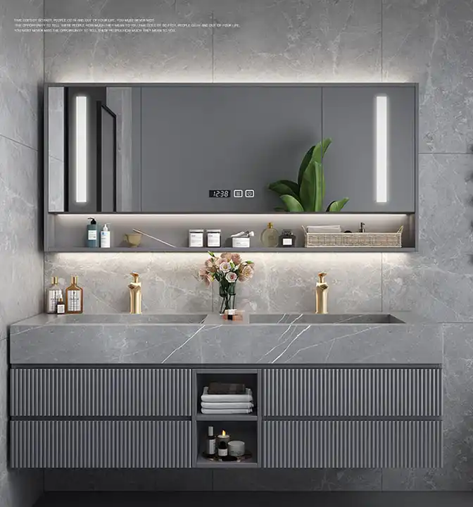 Modern Bathroom Vanity Sink Cabinet Solid Wood Furniture Double Cabinet