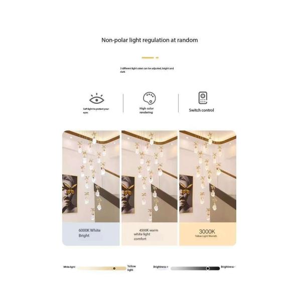 Snow Mountain Flower Shape Stair Lights For Loft Ceiling Staircase Branch Chandelier Lighting LED Pendant Lights Chandeliers