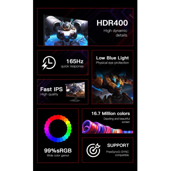 Bezel Less Nano IPS 27 Inch Gaming Monitor 1K 2K 4K 200Hz 240Hz with Adjustable Bracket