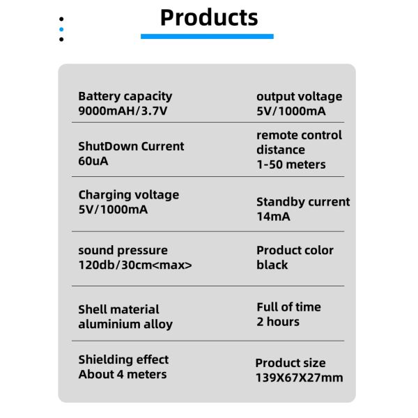 Function Security Display Portable Power Bank Style 9000mah for Long Time Audio Recording and AntiVoice Recorder Defense