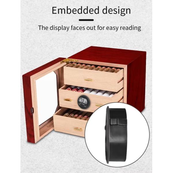 DTH-133 Mini Digital Cigar Thermometer Hygrometer Round Digital Humidity Gauge Monitor Indoor Outdoor Hygrometer Temperature Meter