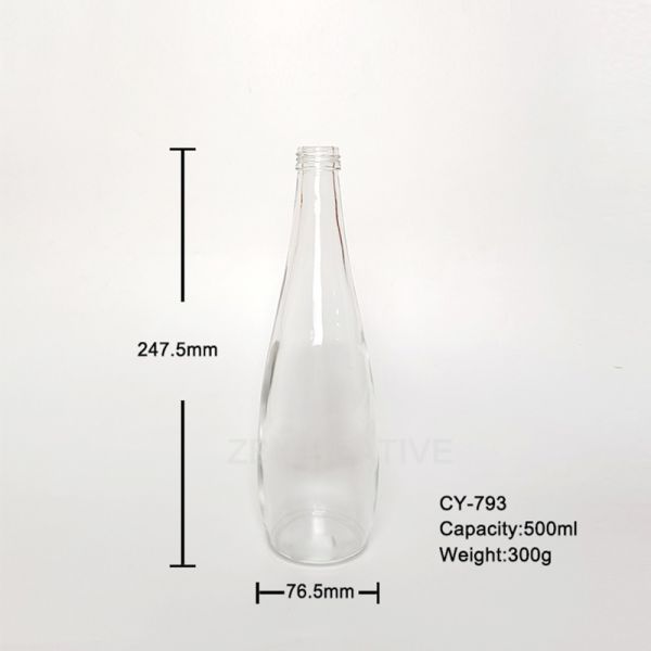 OEM ODM 500ml Flint Empty Glass Water Bottle Beverage 300g CY-793