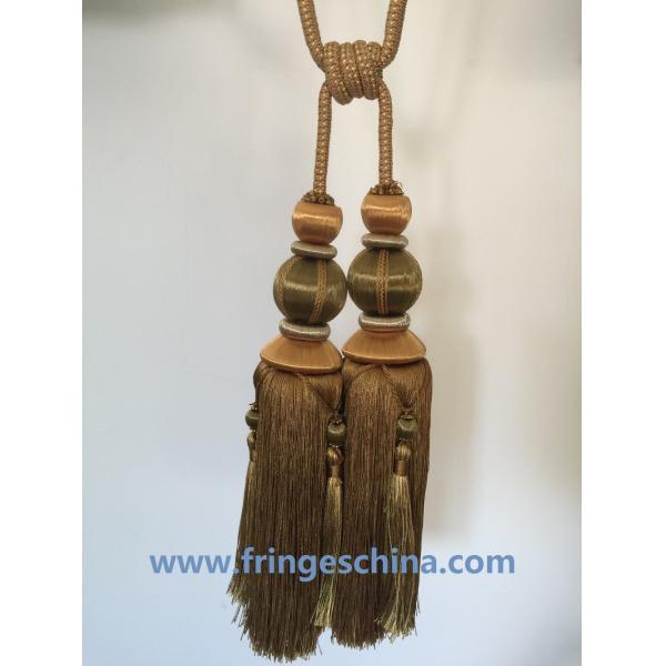 Hot selling custom long tassel fringe trimming for curtain attractive tieback hanging ball
