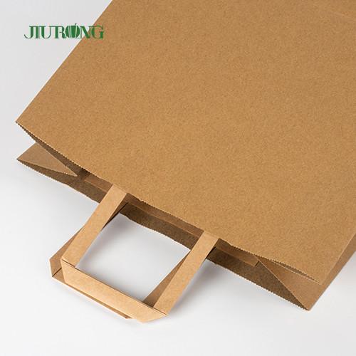 SOS Brown Kraft Paper Bag With Handle Recycled Lunch Food Packaging