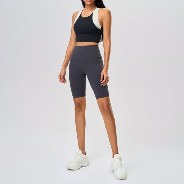 Women's Light Blue Block Yoga Sports Bra Set High Support Moisture Wicking