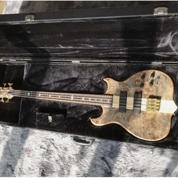 Custom 42 inch active pickup neck through body veneer maple top 4 strings Alembic style electric bass
