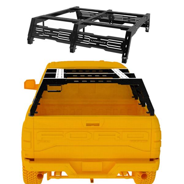 Jeep Gladiator JT Camping Bed Rack with Black Powder Coating and Multiple Accessories