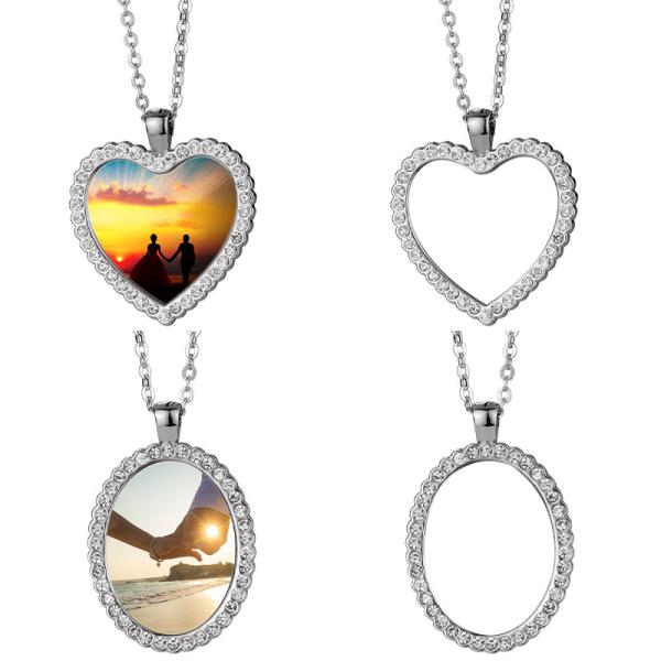 Collier de bijoux Souvenir Cadeau Collier avec pendentif en forme de cœur Collier sublimation en forme de cœur avec diamant