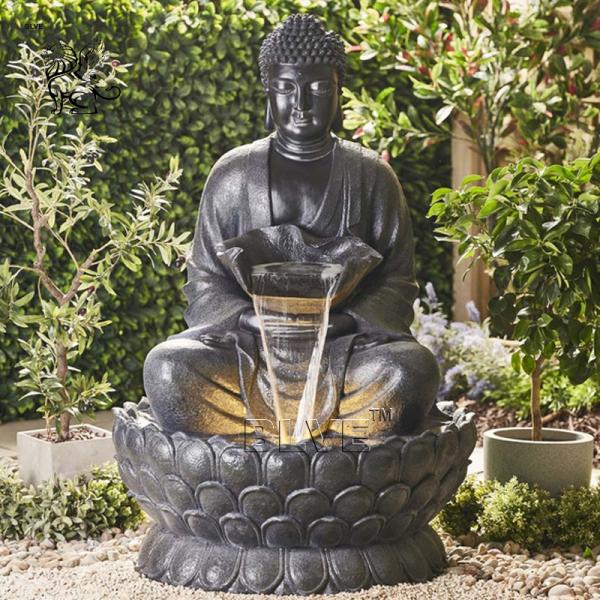 BLVE Bronze Buddha Statue Water Fountain Life Size Religious Garden Shakyamuni Buddha Sculpture Outdoor Decoration