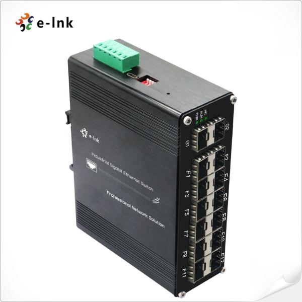 Gigabit Industrial Fiber Switch 12 Port 1000X SFP + 2 Port 1000X SFP