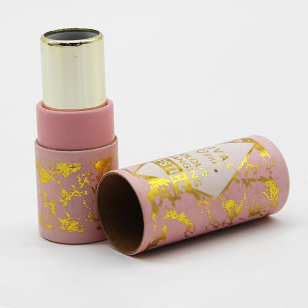 Eco Friendly Cardboard Tube Gift Box For Lip Balm Packaging With Gold foil