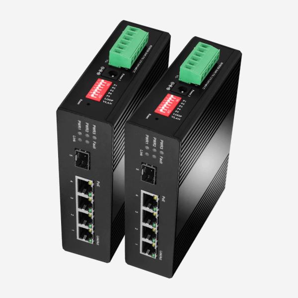 Interruptor do ponto de entrada do trilho 100mbps do ruído com 1 porto da fibra de SFP e 4 portos do ponto de entrada de 100M