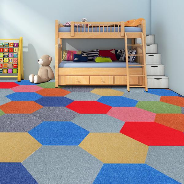 Hexagon Commercial 100%SD Nylon Carpet Tile Floor Carpet Machine Tufted for Durability