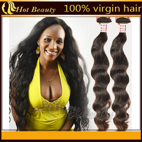Long Wavy Remy Brazilian Virgin Human Hair Extensions Natural Black