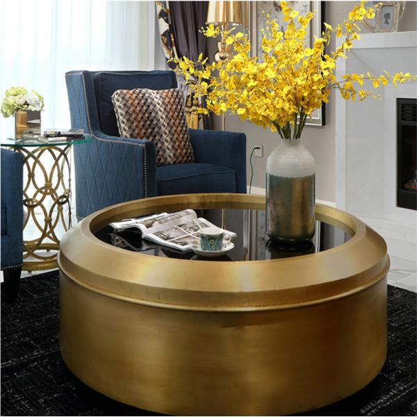 round metal glass contemporary living room low height coffee table