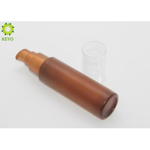 Brown Glass Cosmetic Essential Oil Bottle With Electroplating Brown Plastic Pump Cap