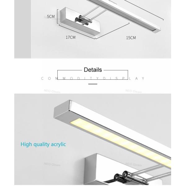Mirror light led bathroom wall lamp mirror glass waterproof anti-fog brief modern stainless steel cabinet led light(WH-M