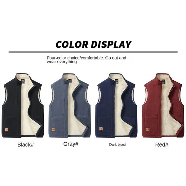 Large Size Men's Casual All-Match Trend Coat Vest with Fleece Lining and Stand Collar