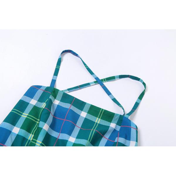 Lattice Vest Ladies Camisole Tank Tops , Open Back Strappy Blue Plaid Tank Top