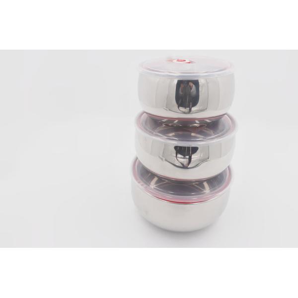 16cm 18cm 20cm 3pcs Food container round shape airtight box with lid 201#stainless steel mixing bowl