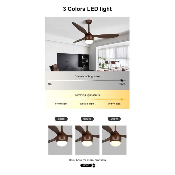 Металлический потолочный вентилятор со световым 3 ABS деревянными лезвиями