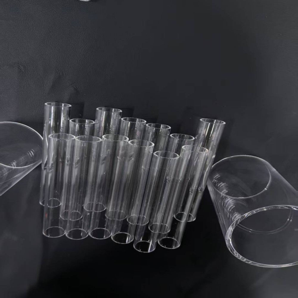 Custom Clear Quartz Pipe Grinded Surface 2cm Outside Diameter Ozone Free Bending Welding Cutting
