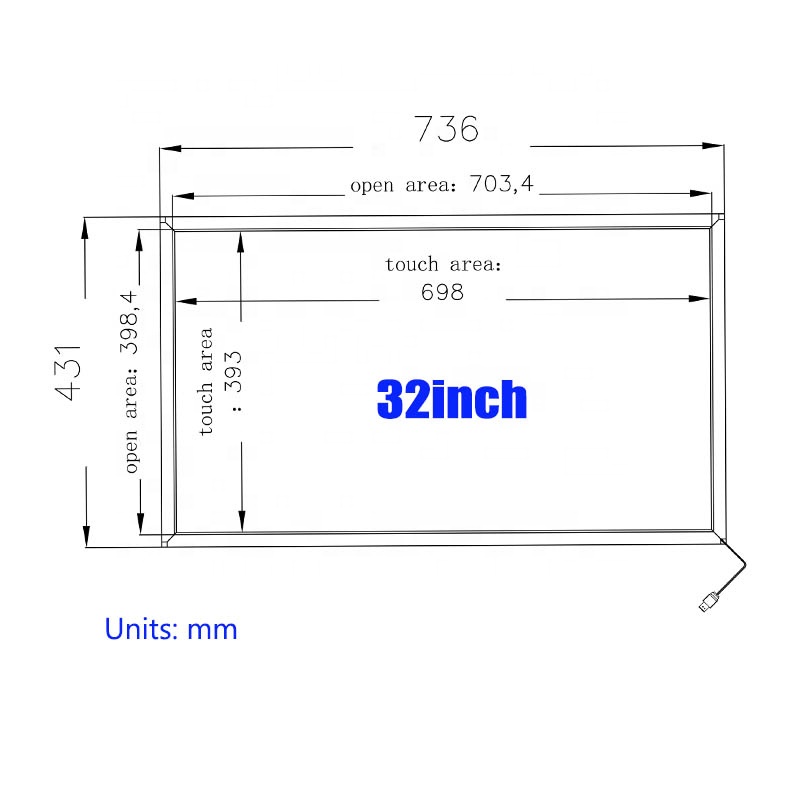 Компоненты цифровой сигнализации 110-220В 20/40 точек Touch Screen Overlay Kit IR Multi Touch Frame