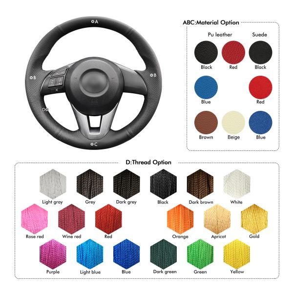 Leather Steering Wheel Cover for Mazda 3 Axela 6 Atenza 2 CX-3 CX3 CX-5 CX5 2013-2017