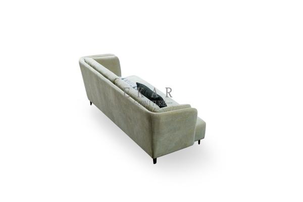 Modern Style Metal Legs Tufted Leather 3 Seater Sofa