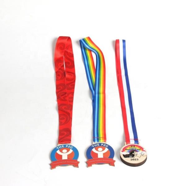 Médailles en bois avec ruban au cou Adultes enfants médailles de cheerleaders Médailles gagnantes Prix pour l'école de sport