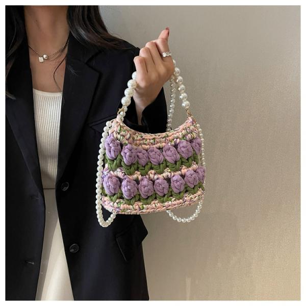 Handmade Woven Crochet Knitted Shoulder And Sling Bags For Women Custom Logo Accepted