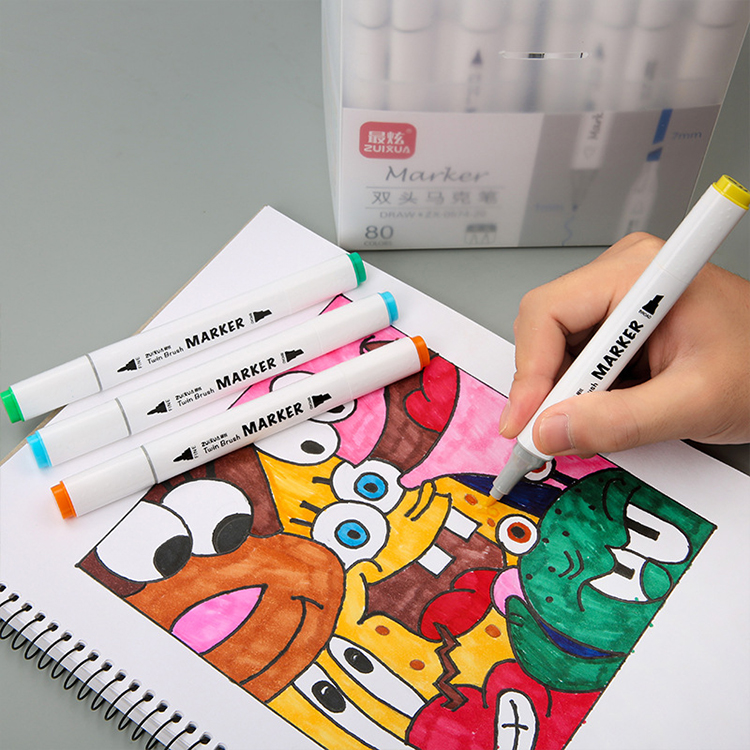 80 Colors Double-headed Oily Rich Color Best Art Markers Bullet Tip Permanent Colour Marker Pack
