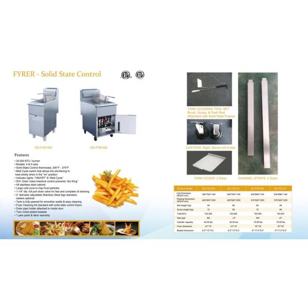 Gas para freidoras comerciales de acero inoxidable duradero para restaurante