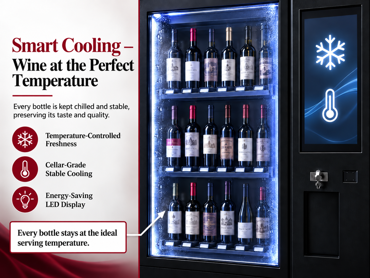 Winnsen Glass Front Display Wine Vending Machine with LED Lighted Shelves Refrigerated Cabinet