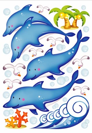 Custom Self-adhesive Dolphin Childrens Wall Stickers 5417