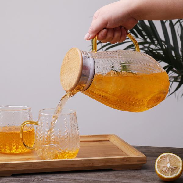 Kitchen 1.5L Glass Water Pitcher Microwave Safe High Borosilicate Material