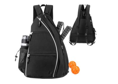 Bolsa Sling Pickleball preta unissex com alça de ombro destacável