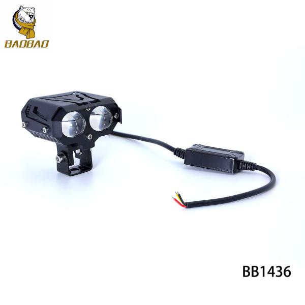 White Yellow 2 LED Aluminum Projector Light for Night Driving Motorcycle