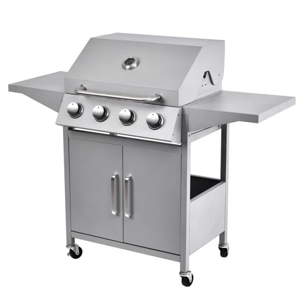 Outdoor Gas BBQ Grill with 4 Burners and Trolley Easily Cleaned Packing Size 73*68*48