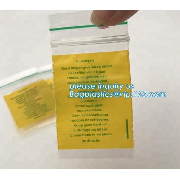 Factory custom color small red / pink / green / yellow / blue resealable K bag decorations, bagplastics, bageas