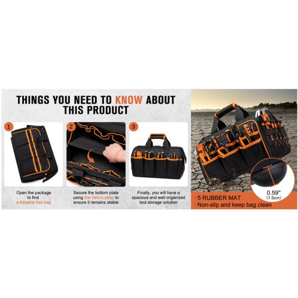 In Stock New Style 17Inch Heavy Duty Zipper Closure Thickened Wear Resistant Oxford Cloth Portable Storage Tool Bag