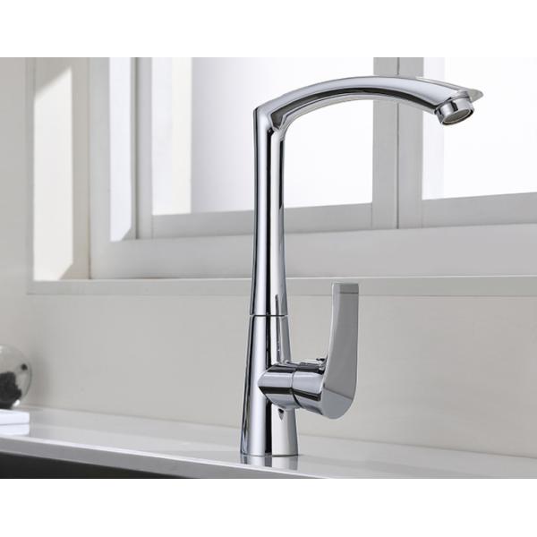 Finition en laiton de Chrome de robinet de cuisine d'acier inoxydable de robinet de mélangeur de cuisine de haut arc