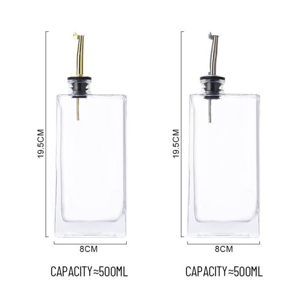 Dispensateur d'huile en verre de 500 ml sur mesure B2B Dispensateur d'huile en verre de 500 ml Dispensateur d'huile en acier inoxydable antigouttes Dispositif de protection V