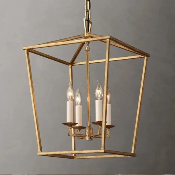 Loft Vintage Iron Birdcage Pendant Light Modern  Darlana Linear Lantern Chandelier（WH-AP-640）