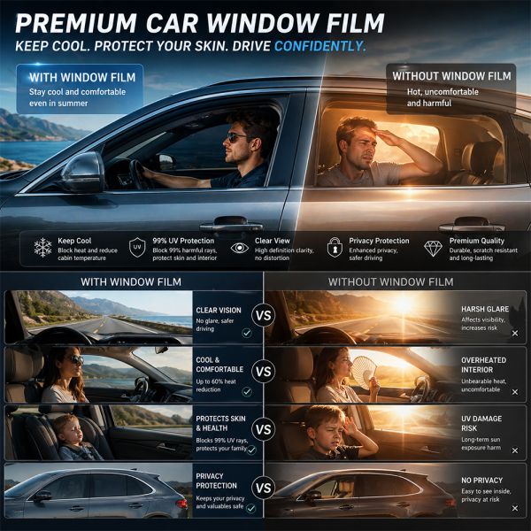 Heat Control Nano Ceramic UV99% Tint Film for Car Window Auto Tint Film 5% 10% 35% 70% VLT Car Window Tint