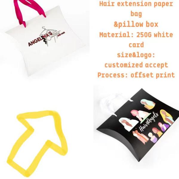 Папные пакеты для удлинения волос упаковка Kraft подушечная коробка с рукой длины ручки