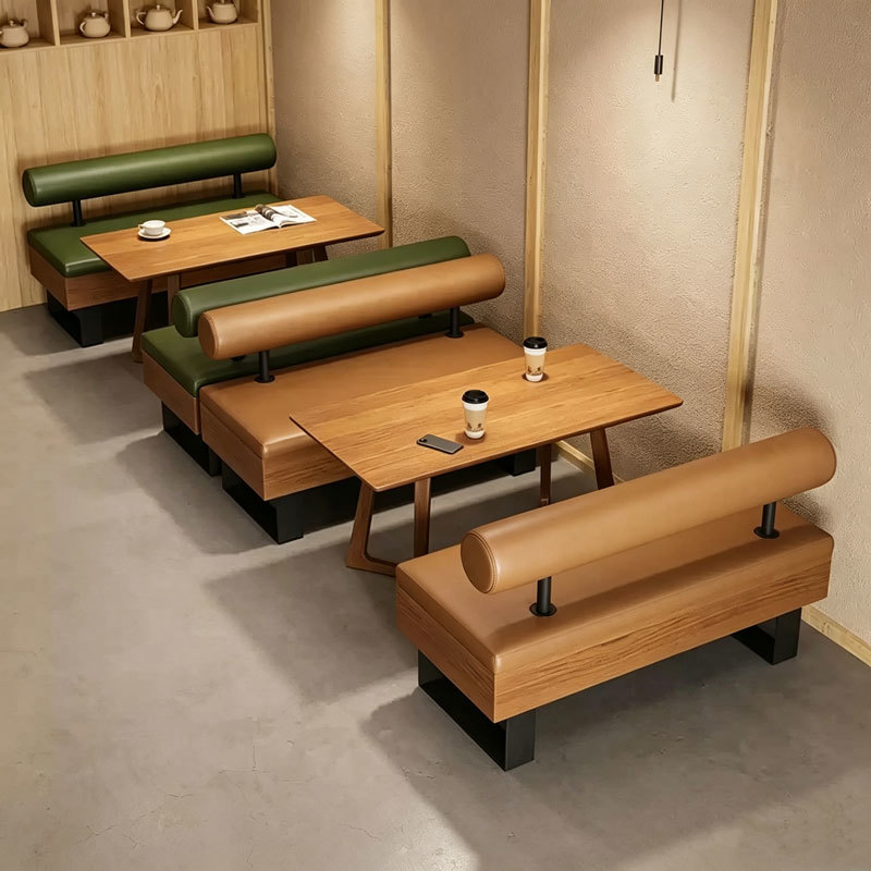Modern Style PU Leather Cafe Chairs and Tables with Solid Wood for Restaurant Coffee Shop Furniture